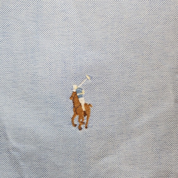 Ralph Lauren Yarmouth Oxford Button Down Shirt Blue Mens 16 1/2 34 Flesh Pony - Picture 5 of 10